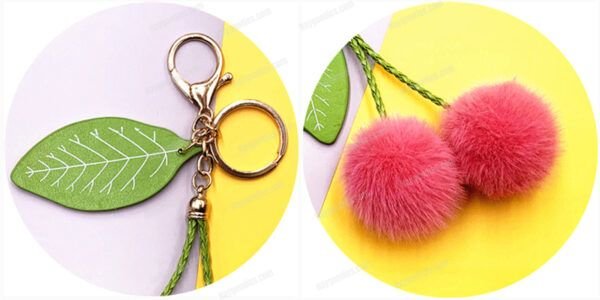 Cute Fruit Cherry Fur Ball Keychain