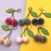Cute Fruit Cherry Fur Ball Keychain