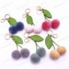 Cute Fruit Cherry Fur Ball Keychain
