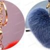 Plush Fur Heart Shaped Keychain – Various Colours