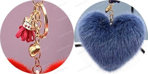 Plush Fur Heart Shaped Keychain – Various Colours