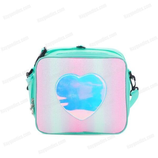Holographic Heart Patch Lunch Bag