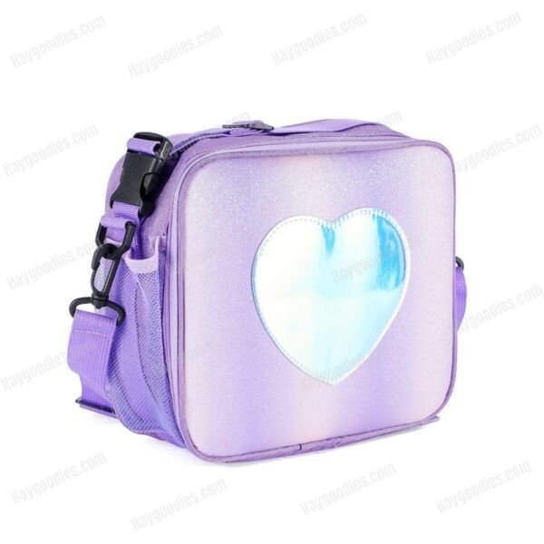 Holographic Heart Patch Lunch Bag