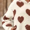 543341572 Heart Pattern Fleece Hoodie