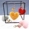 Plush Fur Heart Shaped Keychain – Various Colours