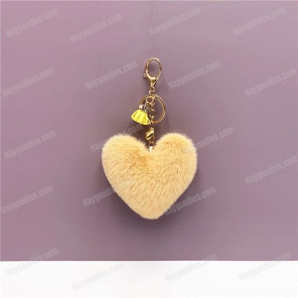 Plush Fur Heart Shaped Keychain – Various Colours