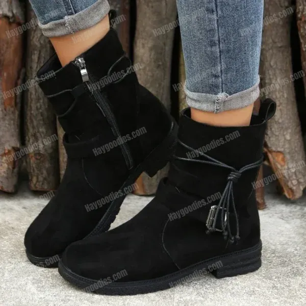 543270732 Women’s Belt Buckle Chelsea Boots – Suede, Low Heel (EU 36–43)
