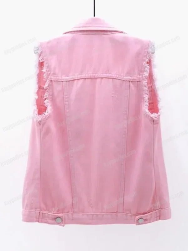 543513418 Raw Hem Sleeveless Denim Jacket-S to 5XL