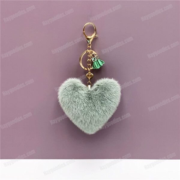 Plush Fur Heart Shaped Keychain – Various Colours