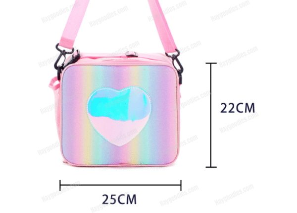 Holographic Heart Patch Lunch Bag