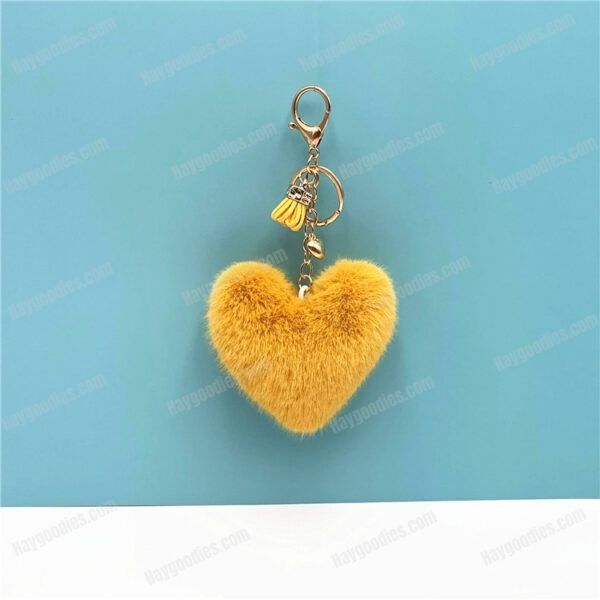 Plush Fur Heart Shaped Keychain – Various Colours