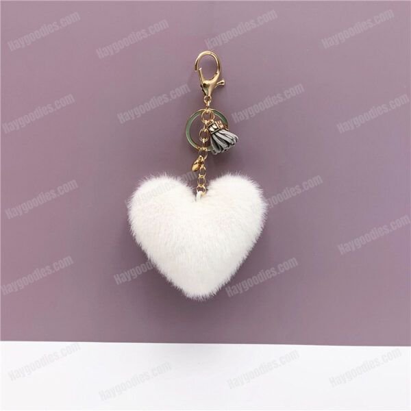 Plush Fur Heart Shaped Keychain – Various Colours