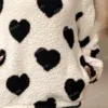 543341564 Heart Pattern Fleece Hoodie