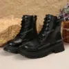 Women's Chunky Combat Lace-Up Boots – Black & Off-White
