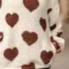 543341573 Heart Pattern Fleece Hoodie