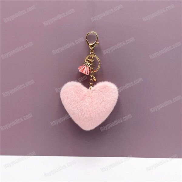 Plush Fur Heart Shaped Keychain – Various Colours