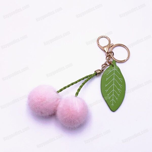 Cute Fruit Cherry Fur Ball Keychain