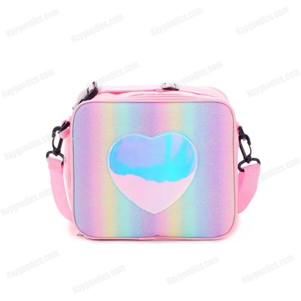 Holographic Heart Patch Lunch Bag