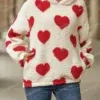 543341565 Heart Pattern Fleece Hoodie