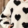 543341563 Heart Pattern Fleece Hoodie