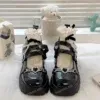 Heart Buckle Platform Mary Janes – Black Patent Chunky Lolita Shoes