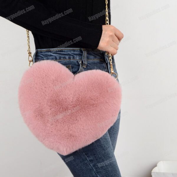 Heart Shaped Fuzzy Shoulder Bag - Various Colours