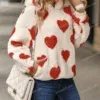 543341567 Heart Pattern Fleece Hoodie