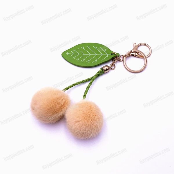 Cute Fruit Cherry Fur Ball Keychain