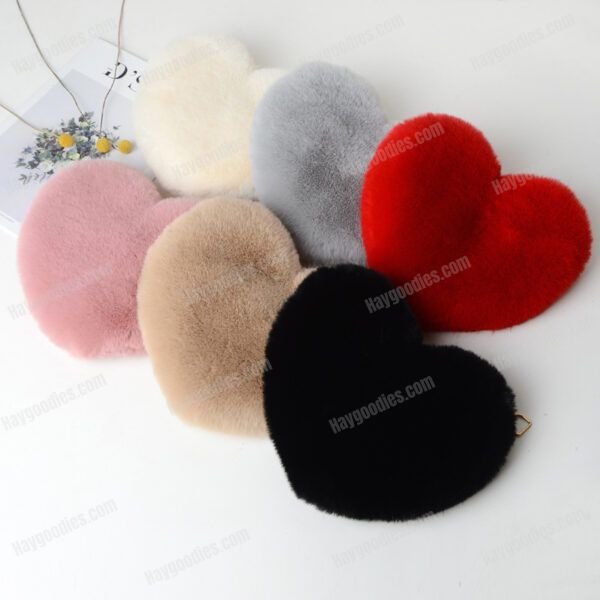 Heart Shaped Fuzzy Shoulder Bag - Various Colours