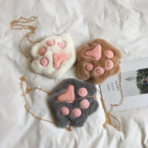 Cute Paw Chain Zipper Shoulder Bag
