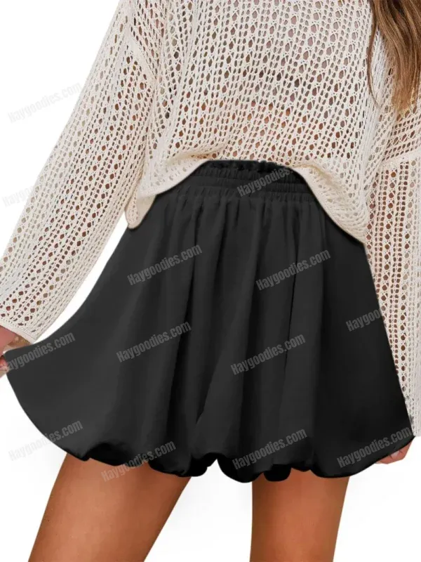 543537206 Frill Smocked Bubble Mini Skirt – Elastic Waist, Cute Silhouette