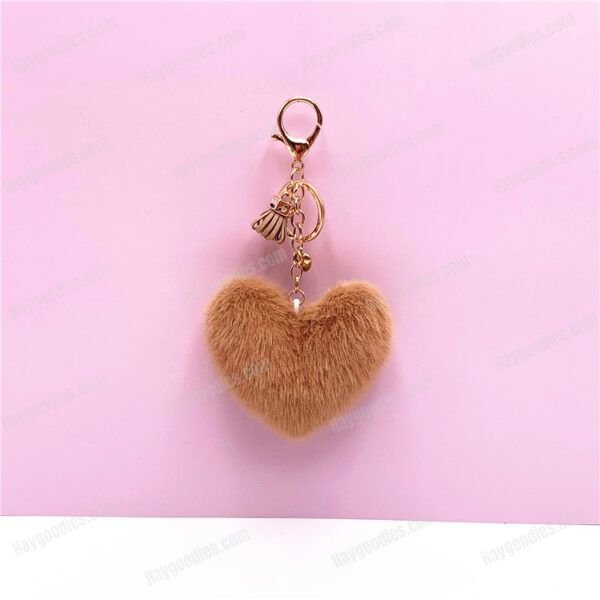 Plush Fur Heart Shaped Keychain – Various Colours