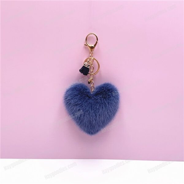 Plush Fur Heart Shaped Keychain – Various Colours