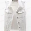 543513429 Raw Hem Sleeveless Denim Jacket-S to 5XL