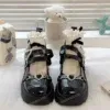 Heart Buckle Platform Mary Janes – Black Patent Chunky Lolita Shoes