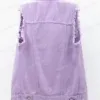 543513412 Raw Hem Sleeveless Denim Jacket-S to 5XL