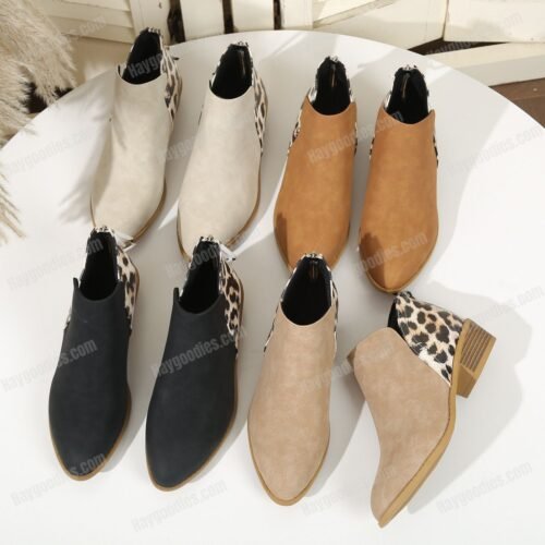 Leopard Print Pointed Suede Boots – EU 36–43