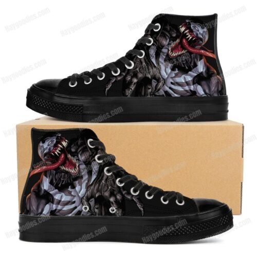 Custom Made Venom Unisex High Top Canvas Shoes - Black - Men and Women Sizes