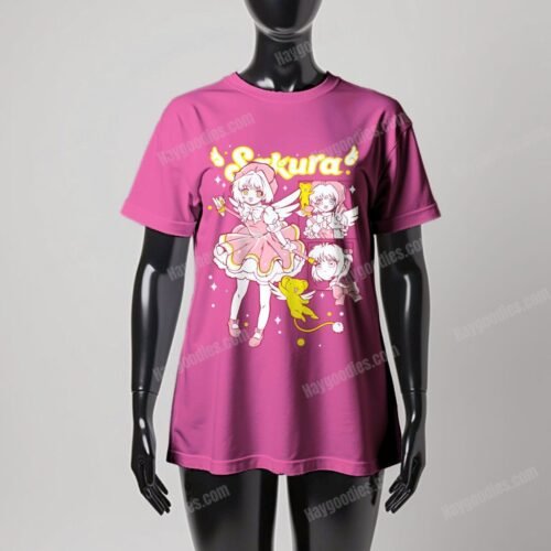 neonpink Card Captor Sakura Women's Fit T-Shirt-UK 8 TO UK 24-Various Colours