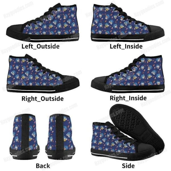 Sonic Pattern Kids High Top Canvas Shoes