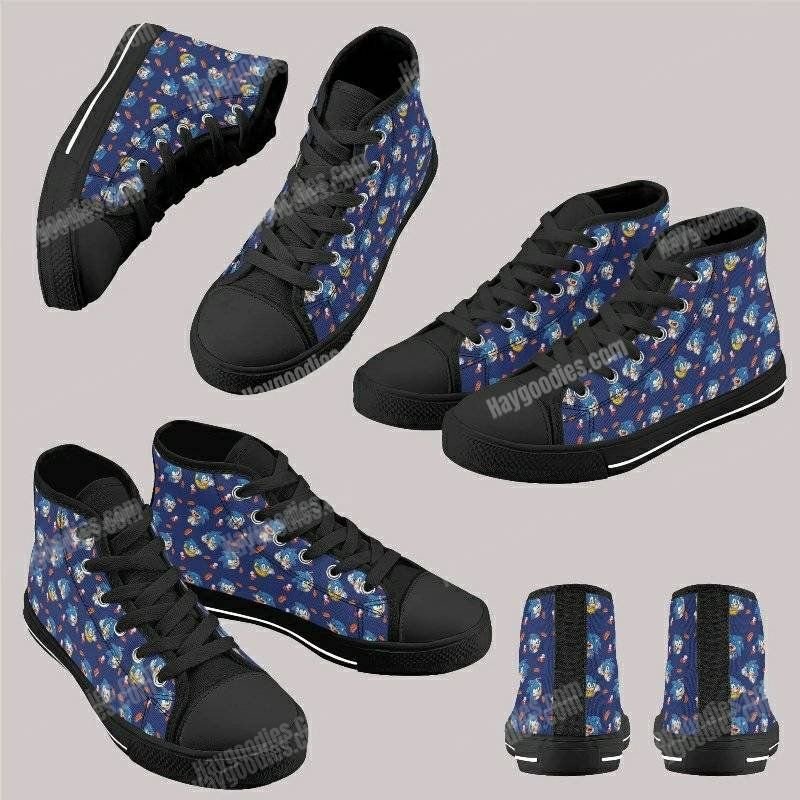Sonic Pattern Kids High Top Canvas Shoes