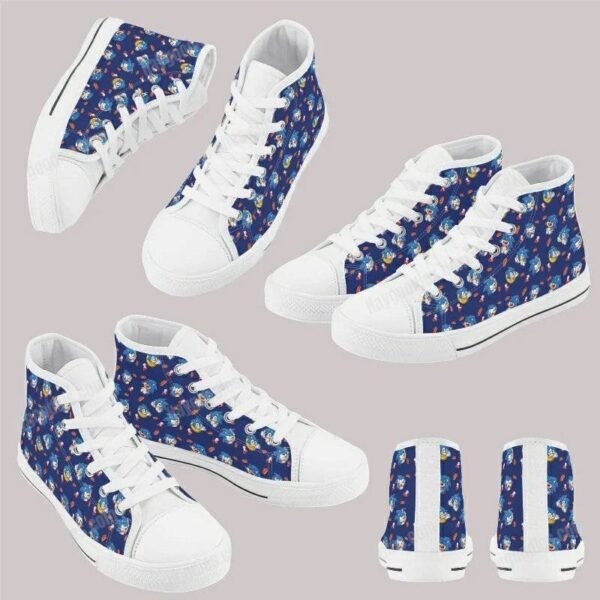 Sonic Pattern Kids High Top Canvas Shoes