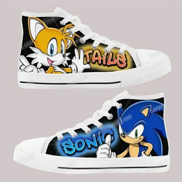 Sonic and Tails Kids High Top Canvas Shoes