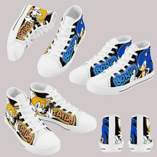 Sonic and Tails Kids High Top Canvas Shoes