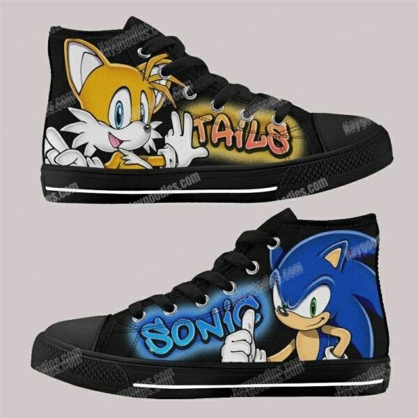 Sonic and Tails Kids High Top Canvas Shoes