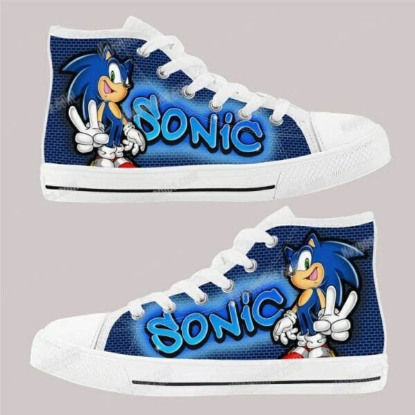 Custom Sonic the Hedgehog Kids’ High-Top Canvas Shoes – Black or White Sole