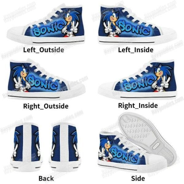 Custom Sonic the Hedgehog Kids’ High-Top Canvas Shoes – Black or White Sole
