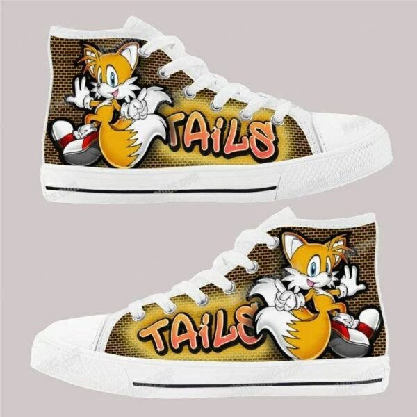 Tails Kids High Top Canvas Shoes – Black or White Sole Tails Kids High Top Canvas Shoes – Black or White Sole