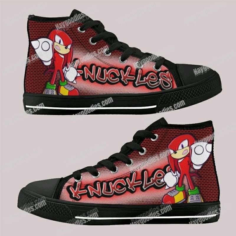 Knuckles Kids High Top Canvas Shoes – Black or White Sole