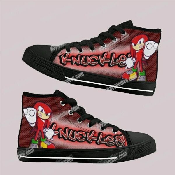 Knuckles Kids High Top Canvas Shoes – Black or White Sole